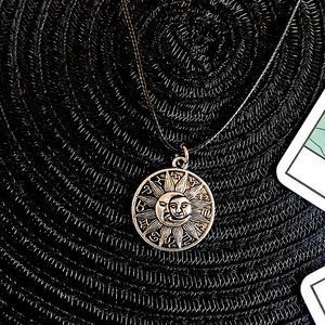 Zodiac Wheel Sun Moon Necklace